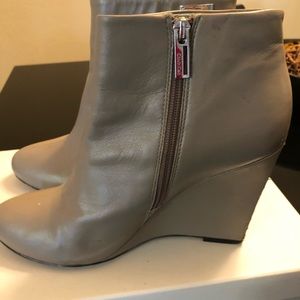 Gray Calvin Klein leather boots